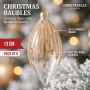 Christabelle 6 Glass Christmas Teardrop Baubles Gold Shimmer Jewels 13cm Xmas Tree Decorations Hanging Ornaments thumbnail 2