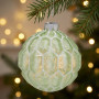 Christabelle 6 Pale Green Glass Christmas Baubles White Shimmer 8cm Xmas Tree Decorations Hanging Ornaments thumbnail 4