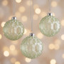 Christabelle 6 Pale Green Glass Christmas Baubles White Shimmer 8cm Xmas Tree Decorations Hanging Ornaments thumbnail 5