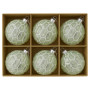 Christabelle 6 Pale Green Glass Christmas Baubles White Shimmer 8cm Xmas Tree Decorations Hanging Ornaments thumbnail 3