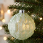 Christabelle 6 Pale Green Glass Christmas Baubles White Shimmer 8cm Xmas Tree Decorations Hanging Ornaments thumbnail 6