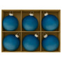 Christabelle Blue Glass Baubles 6Pcs with Etched Leaf Pattern Balls Christmas Tree Decoration Ornament thumbnail 4