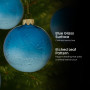 Christabelle Blue Glass Baubles 6Pcs with Etched Leaf Pattern Balls Christmas Tree Decoration Ornament thumbnail 5