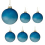 Christabelle Blue Glass Baubles 6Pcs with Etched Leaf Pattern Balls Christmas Tree Decoration Ornament thumbnail 1