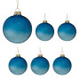Christabelle Blue Glass Baubles 6Pcs with Etched Leaf Pattern Balls Christmas Tree Decoration Ornament thumbnail 1