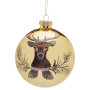 Christabelle Large Gold Glass Baubles 6Pcs with Reindeer Print Balls Christmas Tree Decoration Ornament thumbnail 2