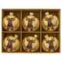 Christabelle Large Gold Glass Baubles 6Pcs with Reindeer Print Balls Christmas Tree Decoration Ornament thumbnail 4