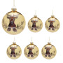 Christabelle Large Gold Glass Baubles 6Pcs with Reindeer Print Balls Christmas Tree Decoration Ornament thumbnail 1