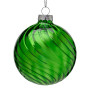 Christabelle Box of 6 Rich Green Glass Baubles with Stripe Wave Pattern thumbnail 1