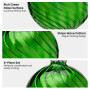 Christabelle Box of 6 Rich Green Glass Baubles with Stripe Wave Pattern thumbnail 5