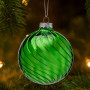 Christabelle Box of 6 Rich Green Glass Baubles with Stripe Wave Pattern thumbnail 6