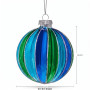 Christabelle 6 Blue Green Glass Christmas Baubles Striped 8cm Xmas Tree Decorations Hanging Ornaments Gift Boxed Set thumbnail 2