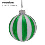Christabelle 6 Green White Glass Christmas Baubles Striped 8cm Xmas Tree Decorations Hanging Ornaments Gift Boxed Set thumbnail 2