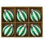 Christabelle 6 Green White Glass Christmas Baubles Striped 8cm Xmas Tree Decorations Hanging Ornaments Gift Boxed Set thumbnail 3