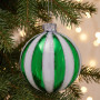 Christabelle 6 Green White Glass Christmas Baubles Striped 8cm Xmas Tree Decorations Hanging Ornaments Gift Boxed Set thumbnail 6