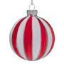 Christabelle Box of 6 Red & White Glass Baubles with Stripe Pattern thumbnail 1