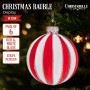Christabelle Box of 6 Red & White Glass Baubles with Stripe Pattern thumbnail 2
