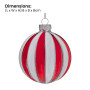 Christabelle Box of 6 Red & White Glass Baubles with Stripe Pattern thumbnail 3