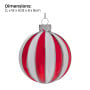 Christabelle Box of 6 Red & White Glass Baubles with Stripe Pattern thumbnail 3