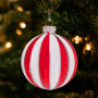 Christabelle Box of 6 Red & White Glass Baubles with Stripe Pattern thumbnail 6