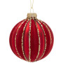 Christabelle Box of 6 Rich Red Glass Baubles with Gold Glitter Stripes thumbnail 2