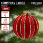 Christabelle Box of 6 Rich Red Glass Baubles with Gold Glitter Stripes thumbnail 2