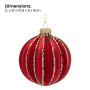 Christabelle Box of 6 Rich Red Glass Baubles with Gold Glitter Stripes thumbnail 3