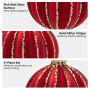 Christabelle Box of 6 Rich Red Glass Baubles with Gold Glitter Stripes thumbnail 5