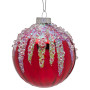 Christabelle Box of 6 Rich Red Glass Baubles with Sequin Frosting thumbnail 1