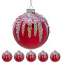 Christabelle Box of 6 Rich Red Glass Baubles with Sequin Frosting thumbnail 4