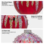Christabelle Box of 6 Rich Red Glass Baubles with Sequin Frosting thumbnail 5