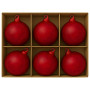 Christabelle Large Red Glass Baubles 6 Pcs with Faint Crackle Pattern Balls Christmas Tree Decoration Ornament thumbnail 2