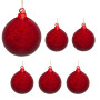Christabelle Large Red Glass Baubles 6 Pcs with Faint Crackle Pattern Balls Christmas Tree Decoration Ornament thumbnail 1