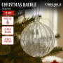 Christabelle Box of 6 Clear Glass Baubles with Stripe Pattern thumbnail 2