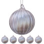 Christabelle Box of 6 Clear Glass Baubles with Stripe Pattern thumbnail 4