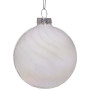 Christabelle Box of 6 White Glass Baubles with Stripe & Faint Iridescence thumbnail 1