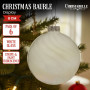 Christabelle Box of 6 White Glass Baubles with Stripe & Faint Iridescence thumbnail 2