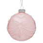 Christabelle Box of 6 Pink Glass Baubles with Glitter Floral Pattern thumbnail 1