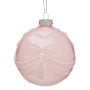 Christabelle Box of 6 Pink Glass Baubles with Glitter Floral Pattern thumbnail 2