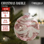 Christabelle Box of 6 Pink Glass Baubles with Glitter Floral Pattern thumbnail 2