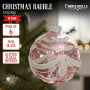 Christabelle Box of 6 Pink Glass Baubles with Glitter Floral Pattern thumbnail 6