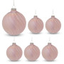 Christabelle 6 Pink Glass Christmas Baubles Gloss Textured 8cm Xmas Tree Decorations Hanging Ornaments Gift Boxed Set thumbnail 1