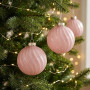 Christabelle 6 Pink Glass Christmas Baubles Gloss Textured 8cm Xmas Tree Decorations Hanging Ornaments Gift Boxed Set thumbnail 6
