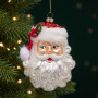 Christabelle 6 Glass Christmas Baubles Santa Head Fur Trim Novelty 13cm Xmas Tree Decorations Hanging Ornaments thumbnail 5