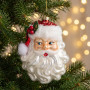 Christabelle 6 Glass Christmas Baubles Santa Head Fur Trim Novelty 13cm Xmas Tree Decorations Hanging Ornaments thumbnail 7