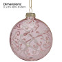 Christabelle Pink Glass Baubles 6Pcs with White Pattern & Pearls Balls Christmas Tree Decoration Ornament thumbnail 3