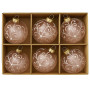 Christabelle Pink Glass Baubles 6Pcs with White Pattern & Pearls Balls Christmas Tree Decoration Ornament thumbnail 4