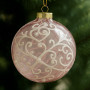 Christabelle Pink Glass Baubles 6Pcs with White Pattern & Pearls Balls Christmas Tree Decoration Ornament thumbnail 7