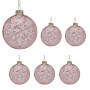 Christabelle Pink Glass Baubles 6Pcs with White Pattern & Pearls Balls Christmas Tree Decoration Ornament thumbnail 1