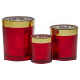 Christabelle Christmas Candle Jar Set of 3 Red and Gold Holiday Candle Holders thumbnail 1